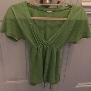 Lime green xs cotton jcrew shirt with tie in back.